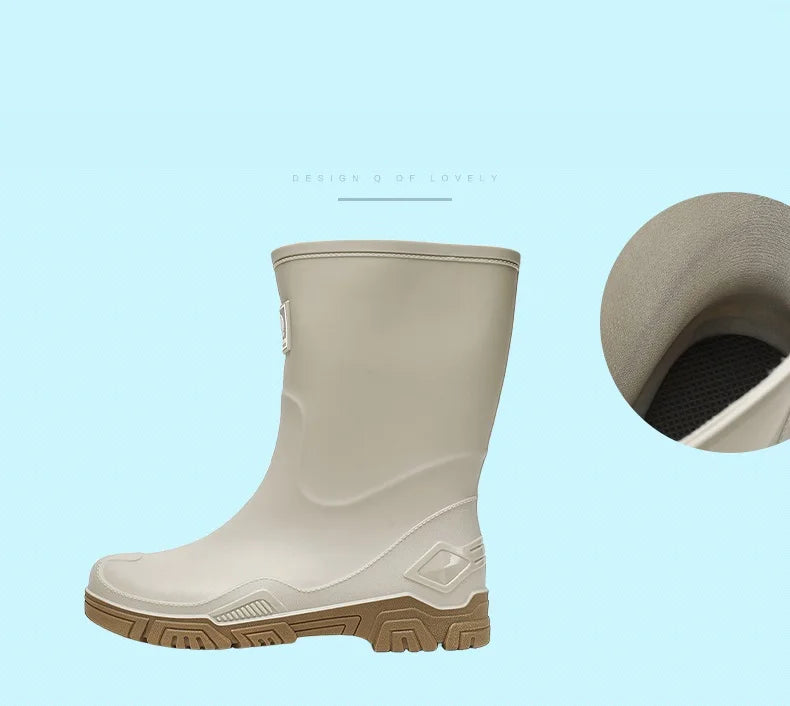 Rain Boots for Men, Non-Slip, Waterproof, High-Top Fishing Boots, Popular Work Safety Shoes, Rain Boots