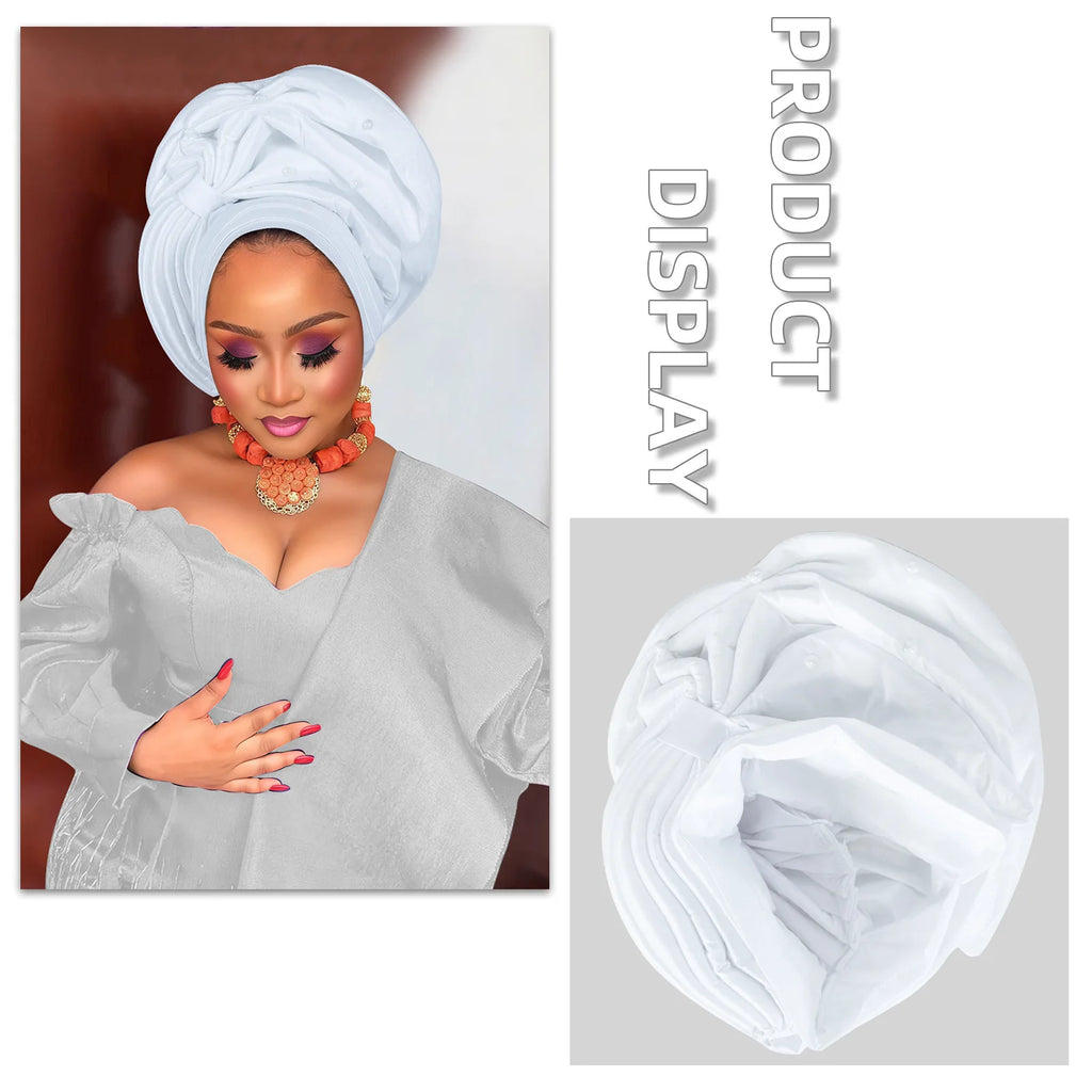 New Luxury Shiny Turban Cap for Women African Auto Gele Headties Nigeria Wedding Party Geles Hijab Bonnet Hat Head Wrap Headgear