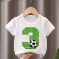 Cute Boys Girls Football T Shirts Birthday Shirt 2-9Years Boy Soccer Sport T-Shirt for Kids Birthday Gift Tshirt Tops White