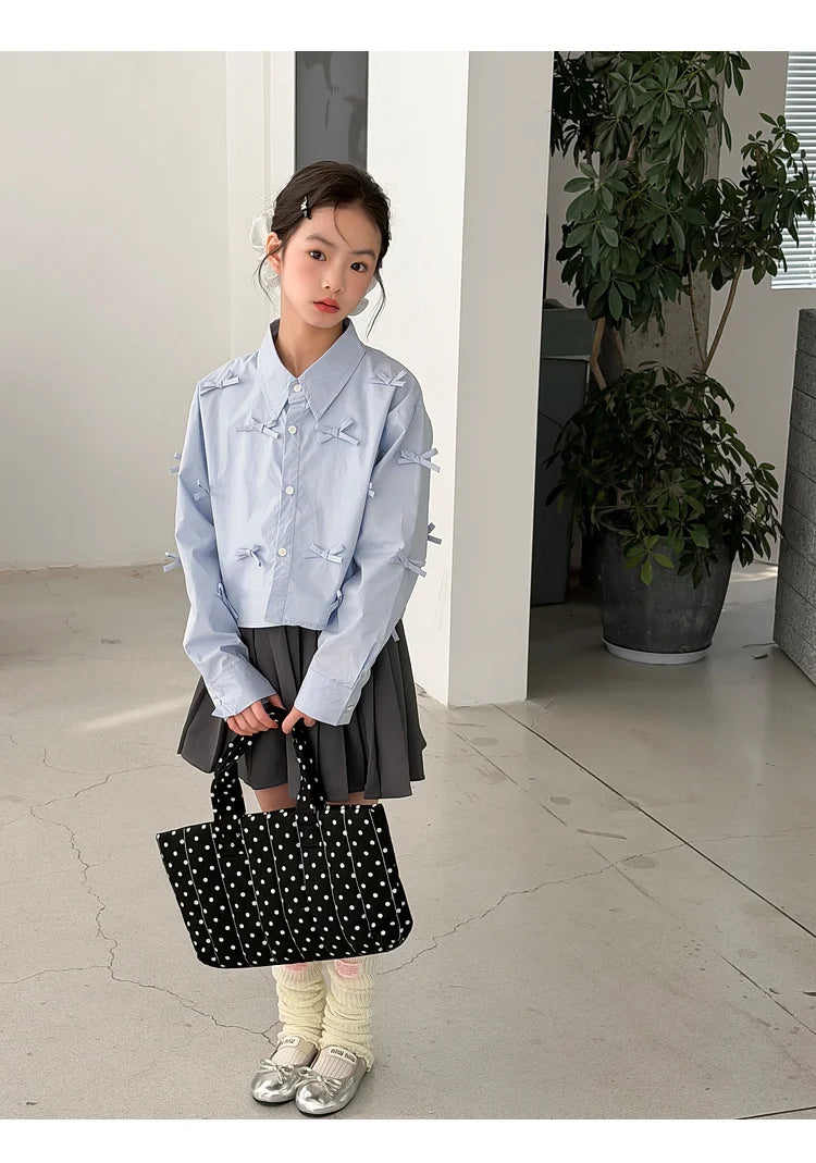 Girls' shirts spring clothes girls' big children's Korean style super beautiful children's clothes girls' unique and beautif