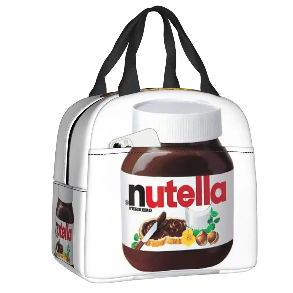 Custom Italy Nutellas Thermal Insulated Lunch Bag Women Portable Lunch Container for Outdoor Picnic Storage Food Box