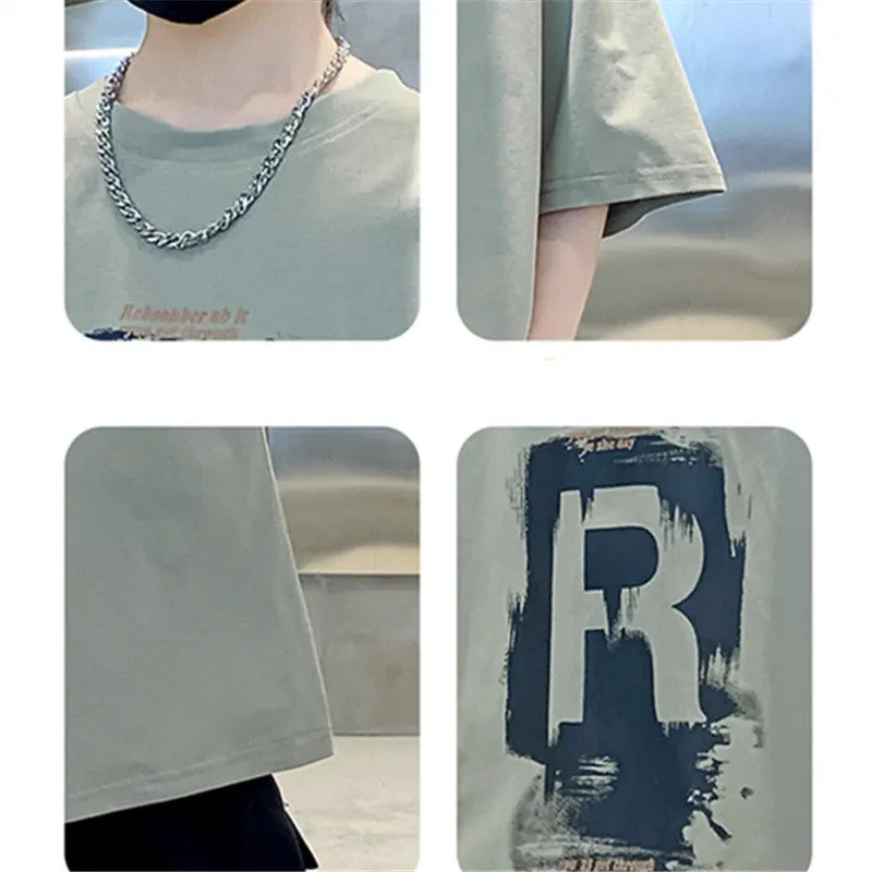 New Kids Boy Casual Tshirts Tops Novelty Printed Summer Children's T-shirt Short Sleeve Clothes Teenager Khaki Black Cotton Tees