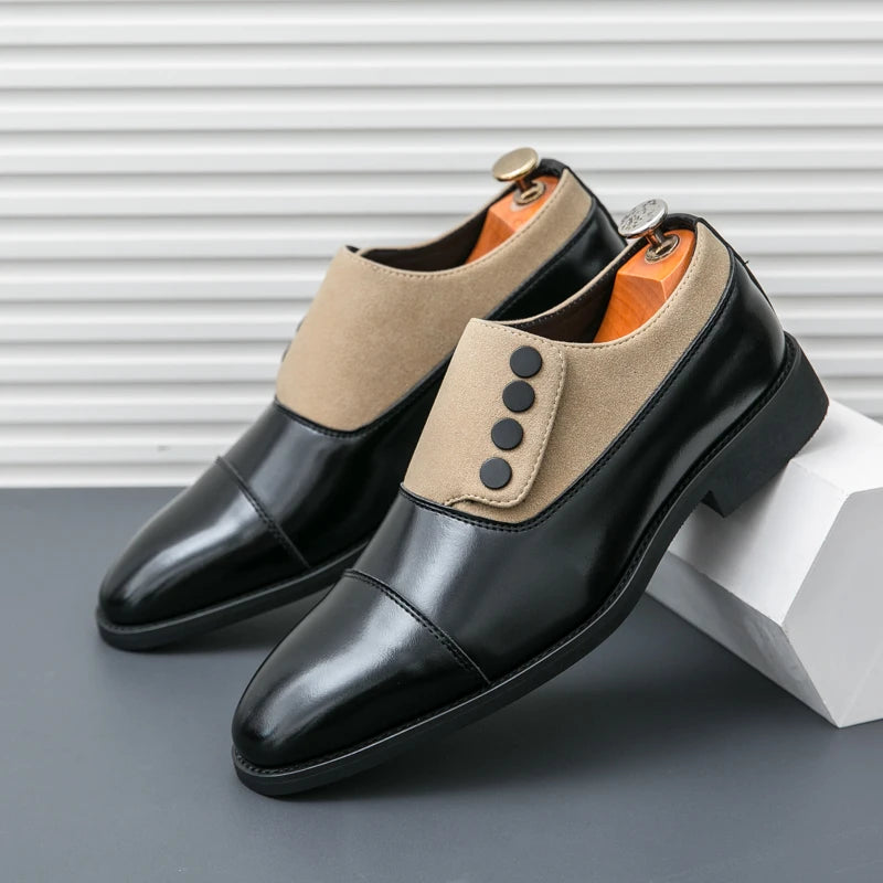 High End Brand Men's Leather Casual Shoes Office Men's Business Shoes Luxurious Banquet Pointed Toe Shoes for Wedding Brown