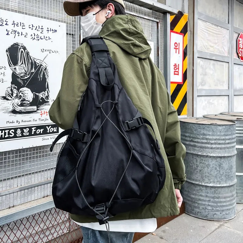 Large Capacity Storage Crossbody Bags for Men High Quality Nylon Chest Bag Hip Hop Shoulder Bag Male Fashion Big Backpacks