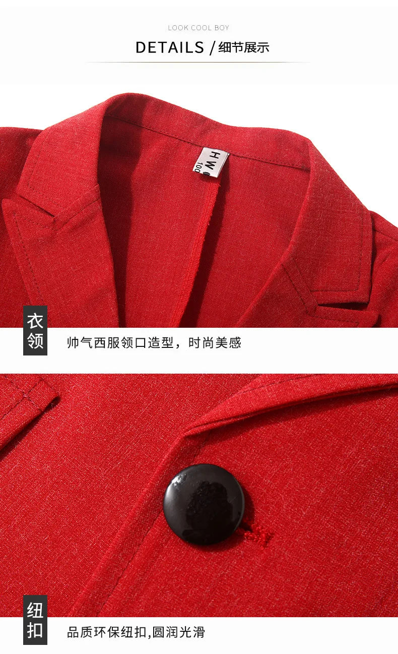 Boys Summer Suit Kids Jacket Shorts 2Pcs Photograph Suit Children Birthday Graduation Set Baby Wedding Performance Party Dress