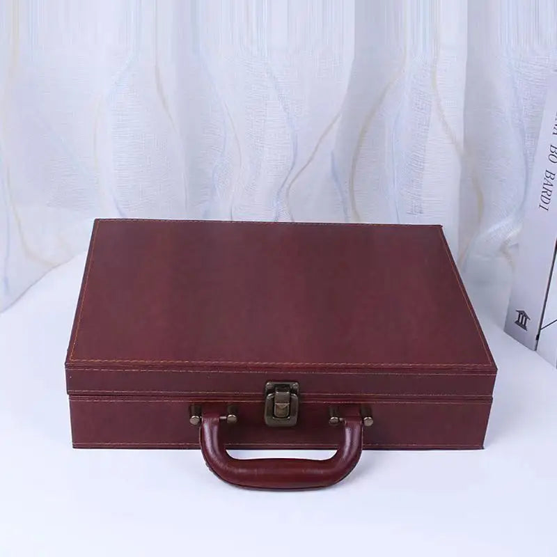 2025 New Cover Style Briefcase Men's Handheld Shoulder Business Leisure Insurance Contract Document Storage Box 34X24X8.5CM