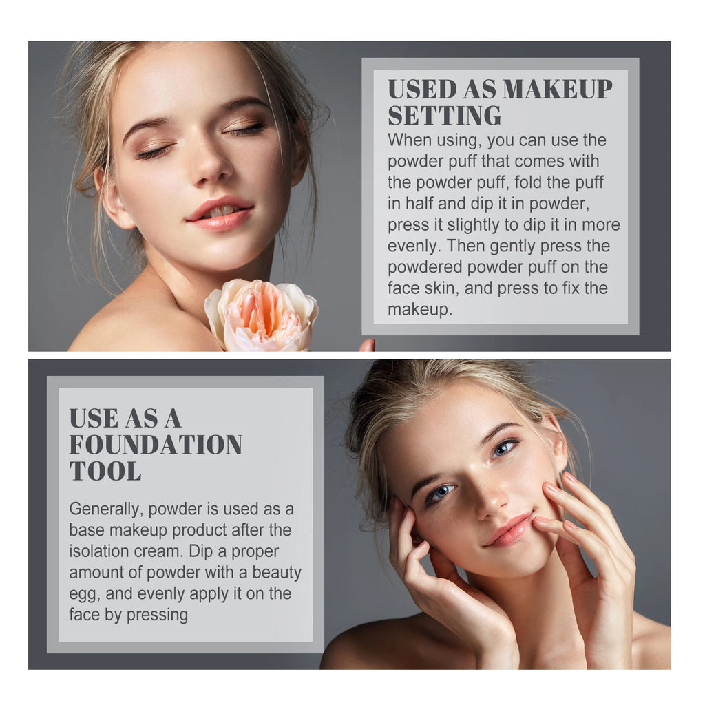 Face Setting Powder Oil Control Invisible Pores Waterproof Matte Breathable Increase Luster Long Lasting Natural Setting Powder