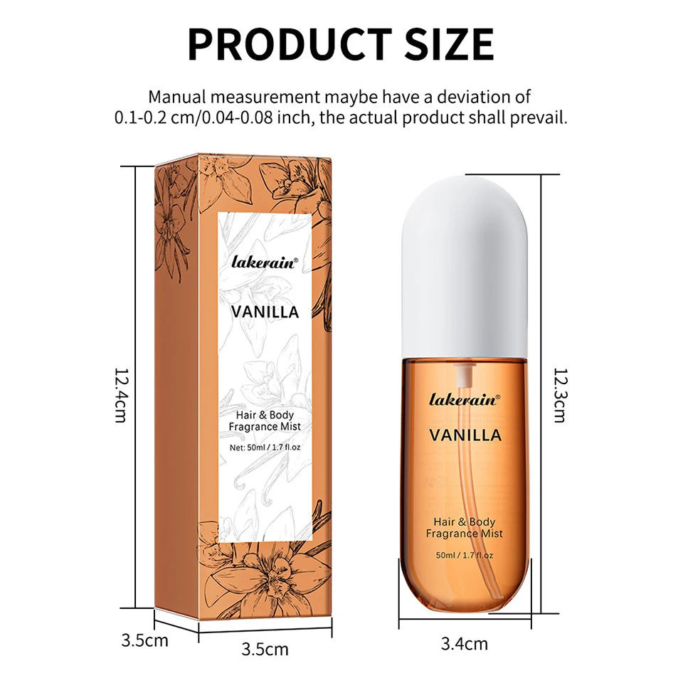 2 Pcs Vanilla Rose Fragrance Spray Hair & Body Fragrance Mist Fresh Long Lasting Fragrance Perfume Travel Size Freshener Spray