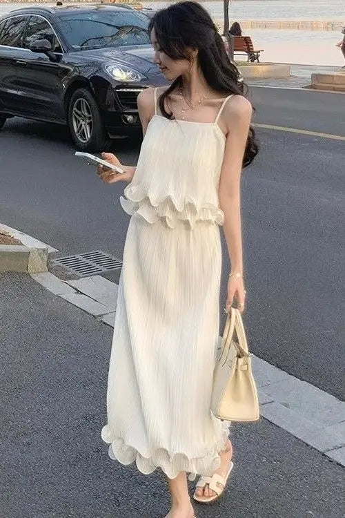 Women 2025 New French Lace Top Skirt Suit