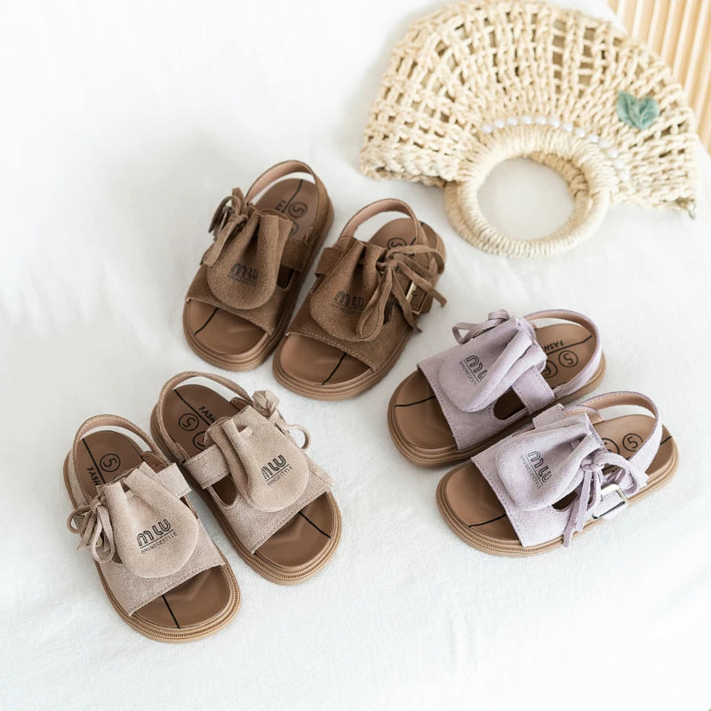2025 Sandals for Boys Fashion Summer Shoes 3-16 Years Girls Open Toe Matte Pu Leather Shoes Sandals Children Slippers