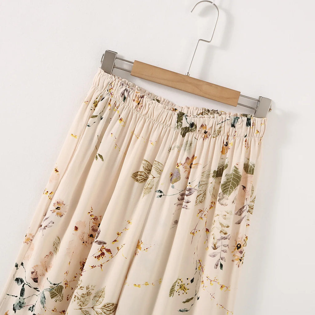 Elegant Versatile Floral Shirt & Shorts/Pants Set Women French Style Silky Viscose Loungewear 2Pcs Summer Pajamas Outerwear Top