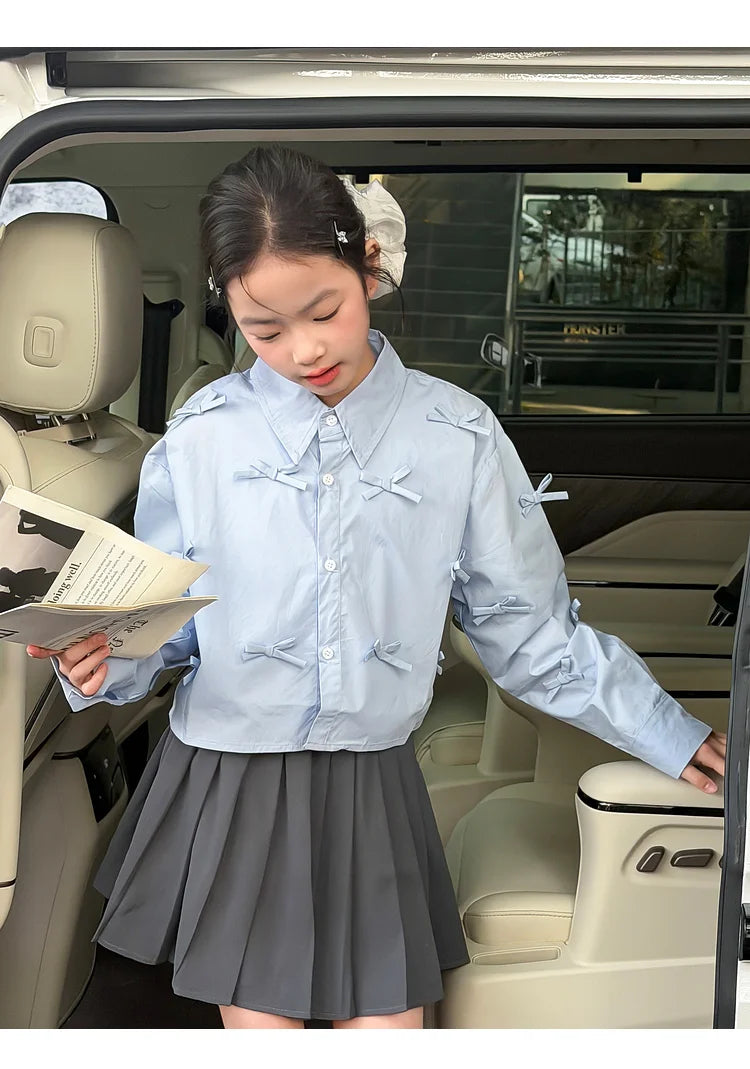 Girls' shirts spring clothes girls' big children's Korean style super beautiful children's clothes girls' unique and beautif