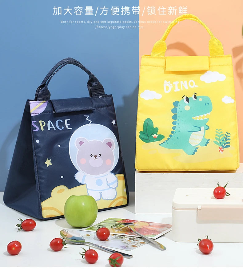 Kids Lunch Bag for School Portable Thermal Bag Children Cartoon Insulated Lunch Bag Cooler Bento Pouch Dinner Container Handbags