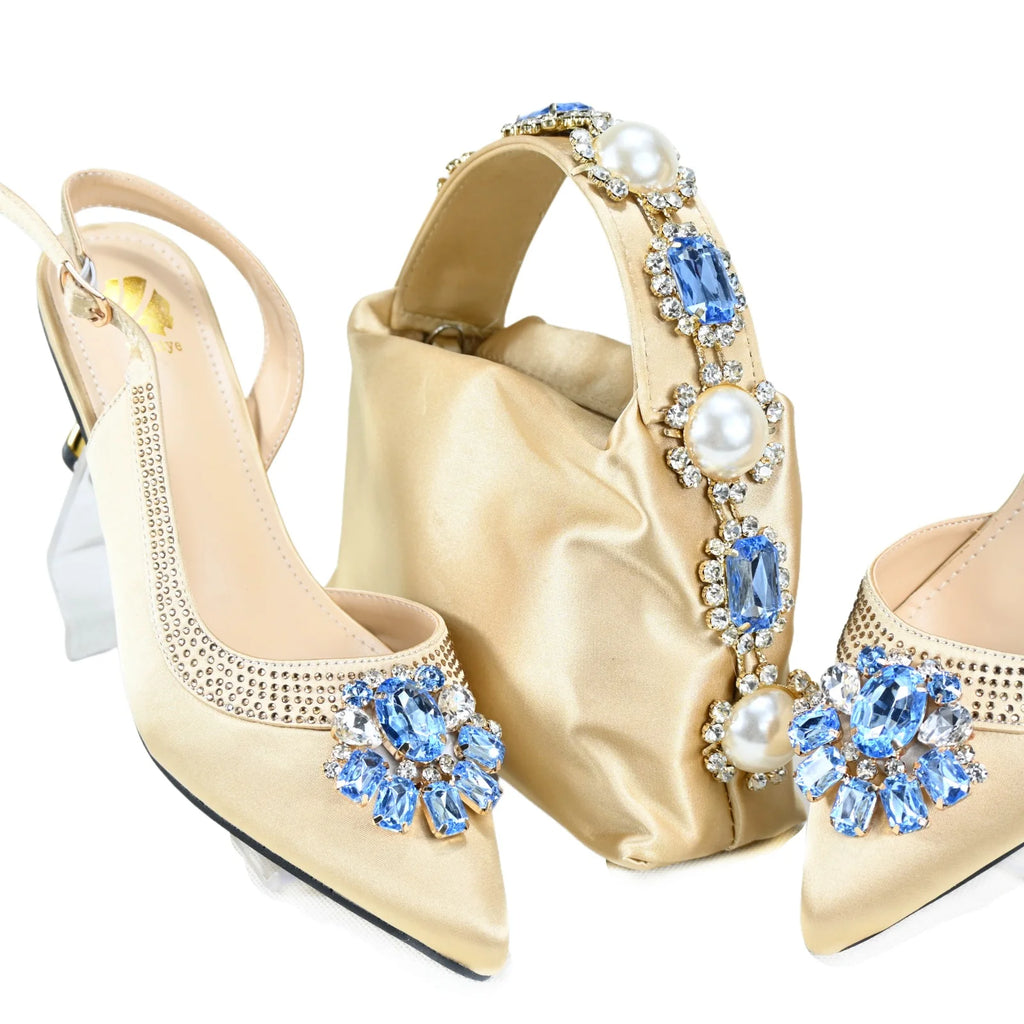 doershow African Wedding fashion Shoes and Bag Set green Italian Shoes with Matching Bags Nigerian Women party! SZX1-6