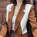 Women's suit jacket Blazer professional suit 2026 spring autumn good-looking design sense blue white contrasting suit coat top