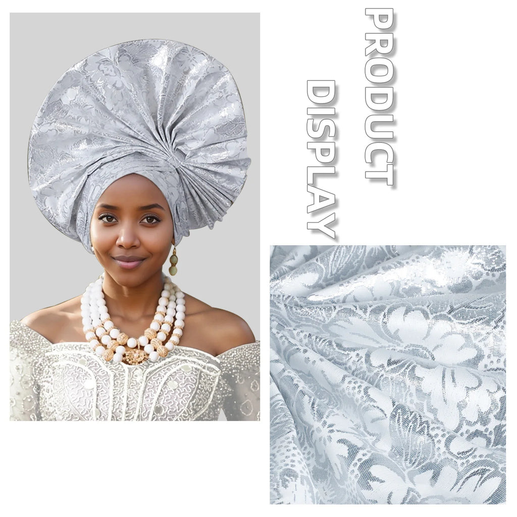 Elegant African Autogele Women's Turban Cap Nigeria Wedding Gele Ready To Wear Headtie Evening Party Headwear African Headtie