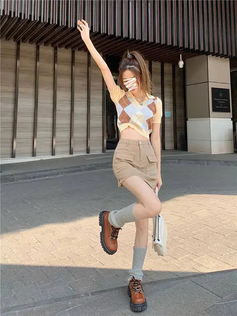 Jeans Skirts For Women Khaki Tight Woman Cargo Denim Skirt Short Stylish Premium Clothing Sales Casual Trend 2025 Korean Fashion