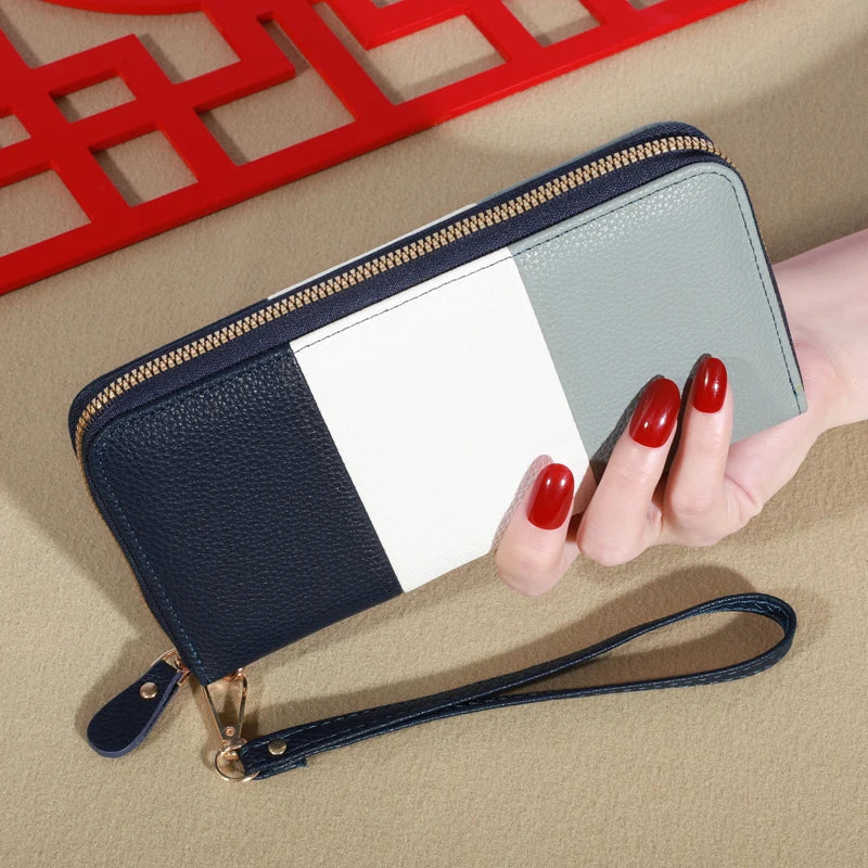 Women's Wallet RFID Blocking Multi Credit Card High Capacity Zipper Clutch Travel Bag Wrist Guard