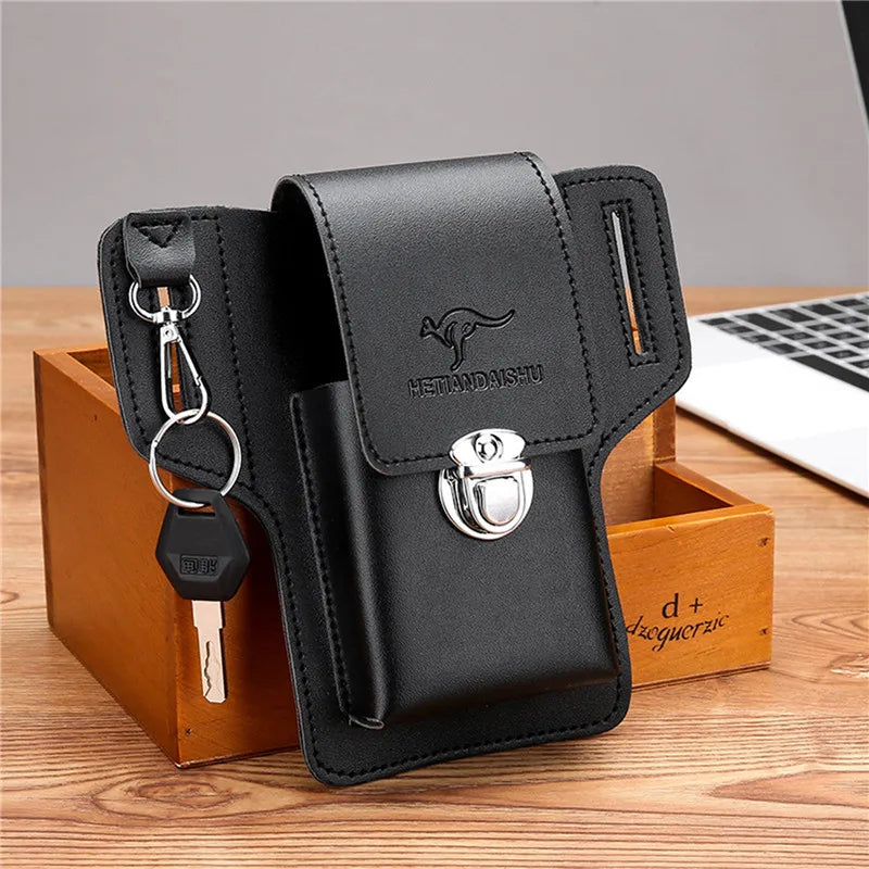 Phone Belt Bag For Men Bags Cell Phone Loop Holster Phone Pouch Wallet High Quality Multifunctional PU Leather Phone Case