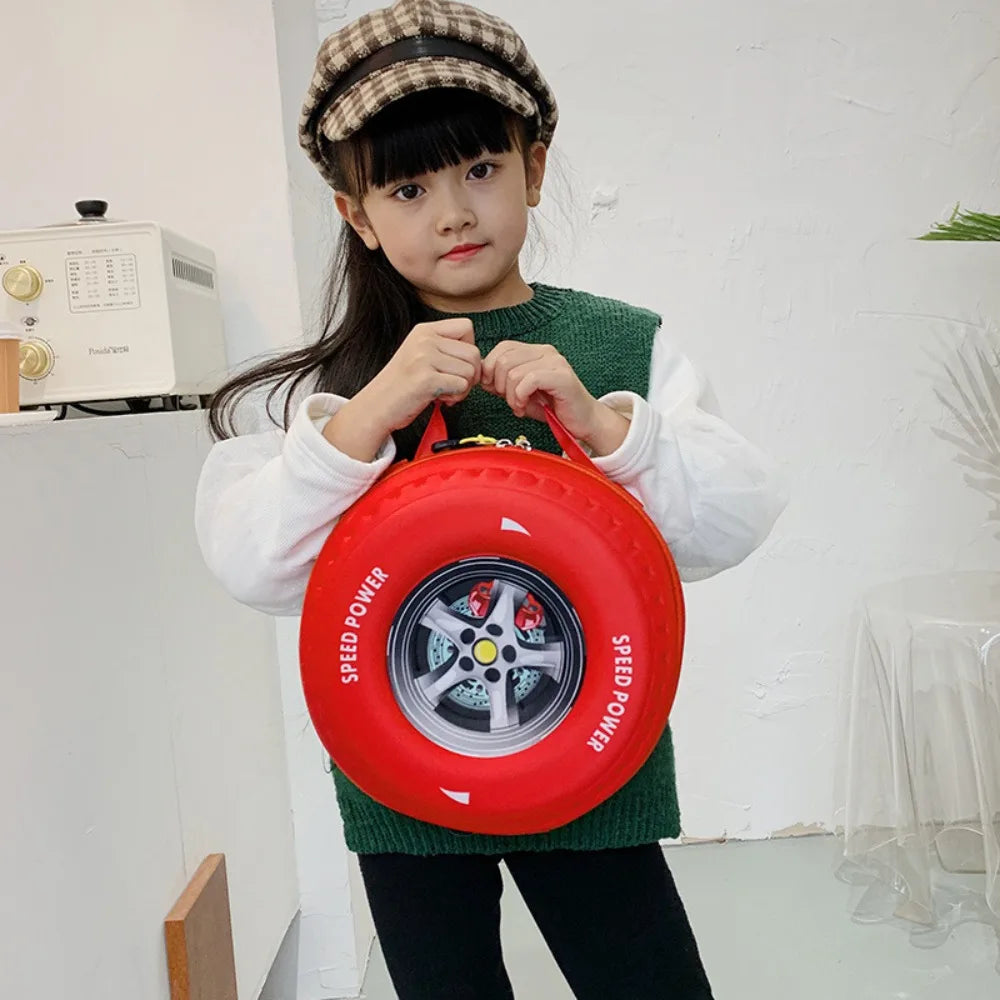 Colorful Tyre Shaped Children's Schoolbag EVA 3D Cartoon Wheel Kindergarten Shoulder Bag Load Reducing Kid Backpack