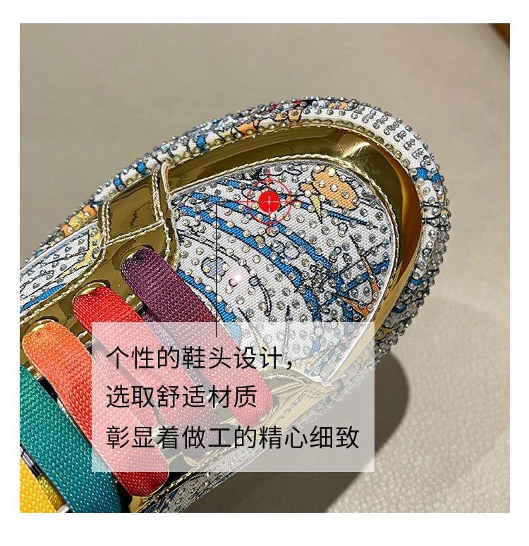 Top Quality Sneakers Women Skating Shoes 2026 Rhinestone Women Loafers Platform Fashion Shiny Women's Casual Shoes Zapatos Mujer