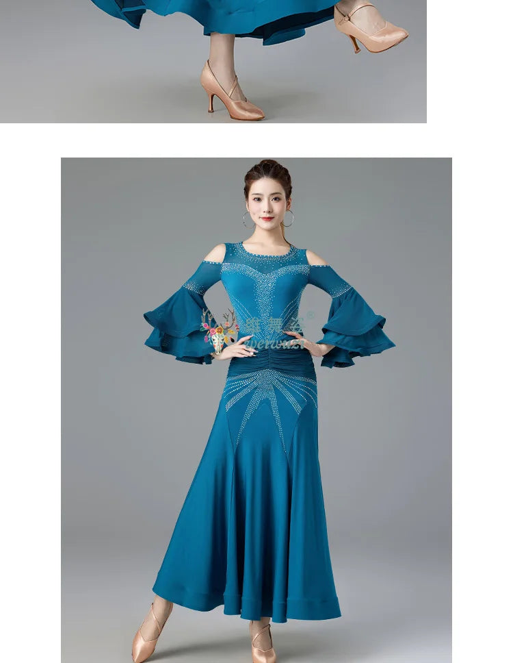 Modern Dance Dance Performance Dresses for Women's High End Premium Elegant Big Swing Dress Waltz Ballroom Dancing Clothing