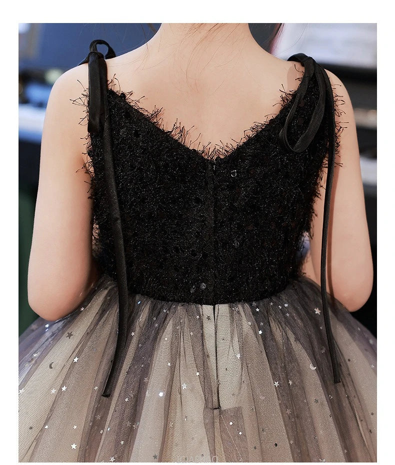 Teen Girl Clothes New Girls Strappy Tie Princess Dress Casual Fashion Kids School Event Host Gown Daily Wear Party Outfit Summer