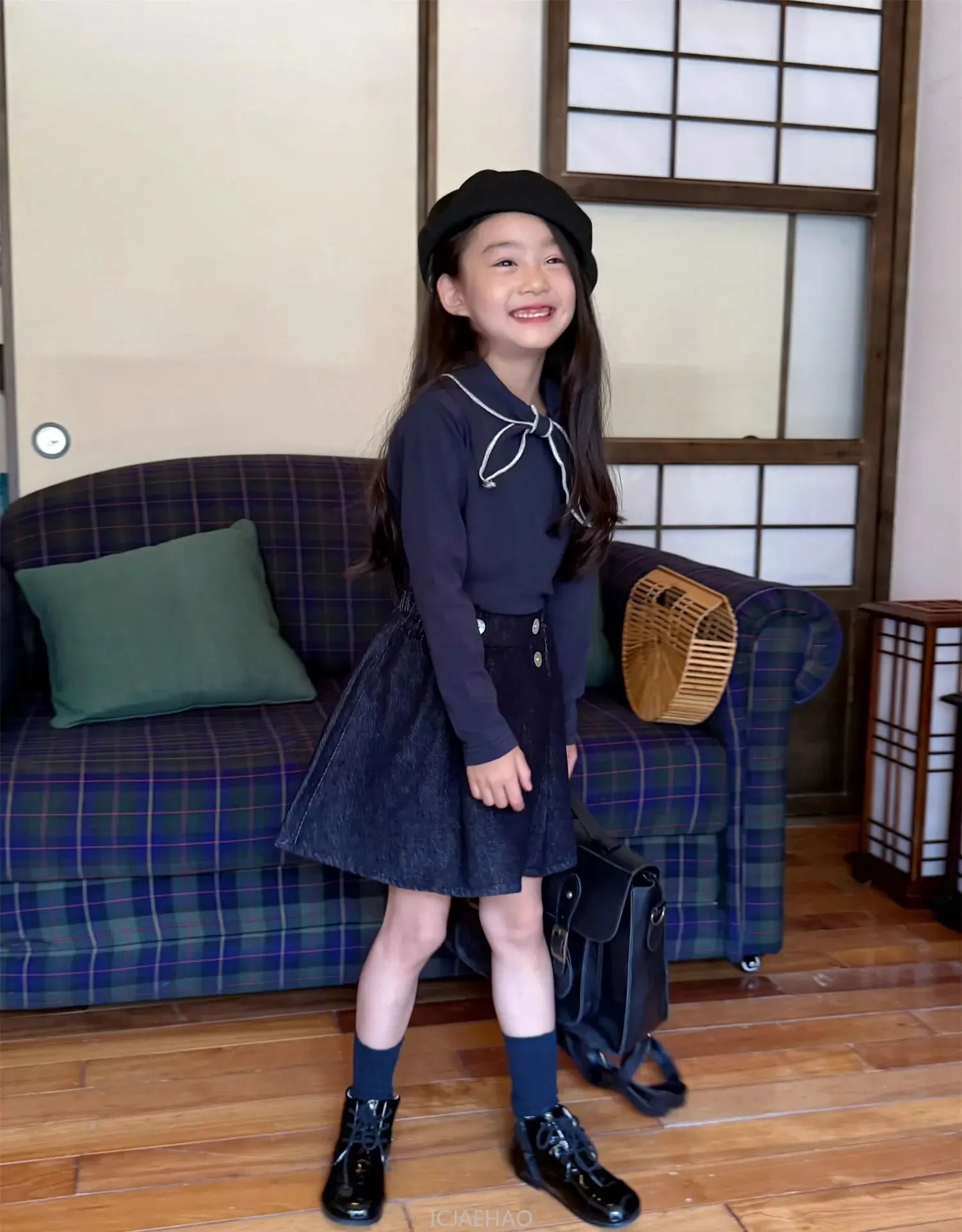 Teen Girl Clothes Waist Shell Button Denim Skirt and Top Kids Versatile Casual Outfits Children Costumes Vintage Girls Elastic