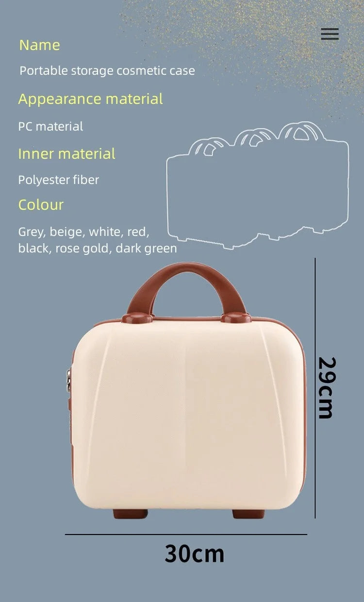 Portable Hand Suitcase With Password Lock Makeup Storage Bag Boarding Luggage Organizer Case Travel Cosmetic Box Festival Gift