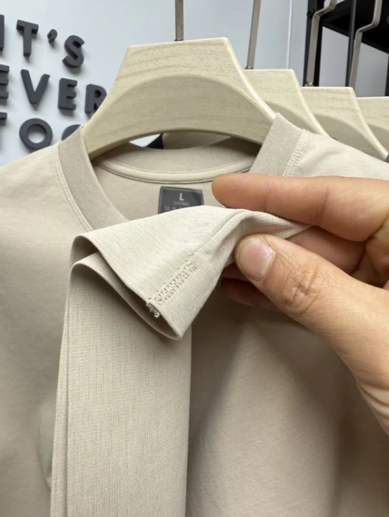 Summer Men New High Luxury Brand Little Bear EmbroiderTshirt Cotton Breathable Handsome Top Round Neck Sport Simple Short Sleeve