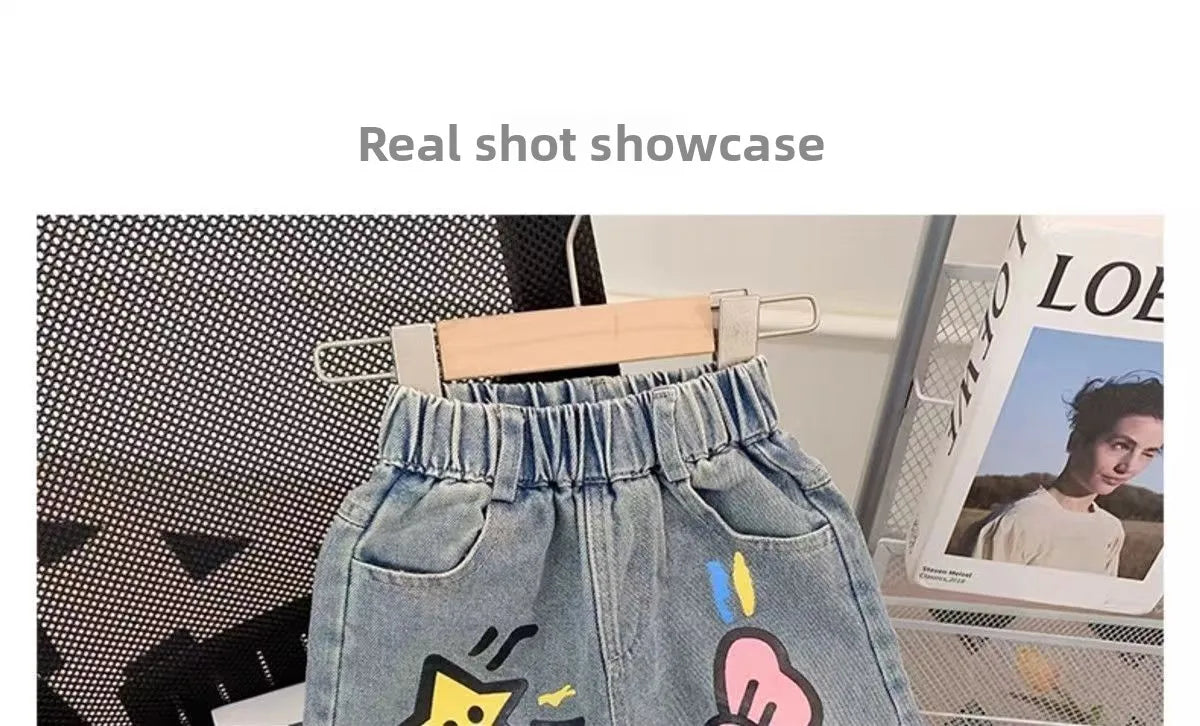 2026 Sanrio Hello Kitty Jeans Children Street Style New Loose Fit Trendy Cool Spring Autumn Fashion Long Denim Pants Casual Wear