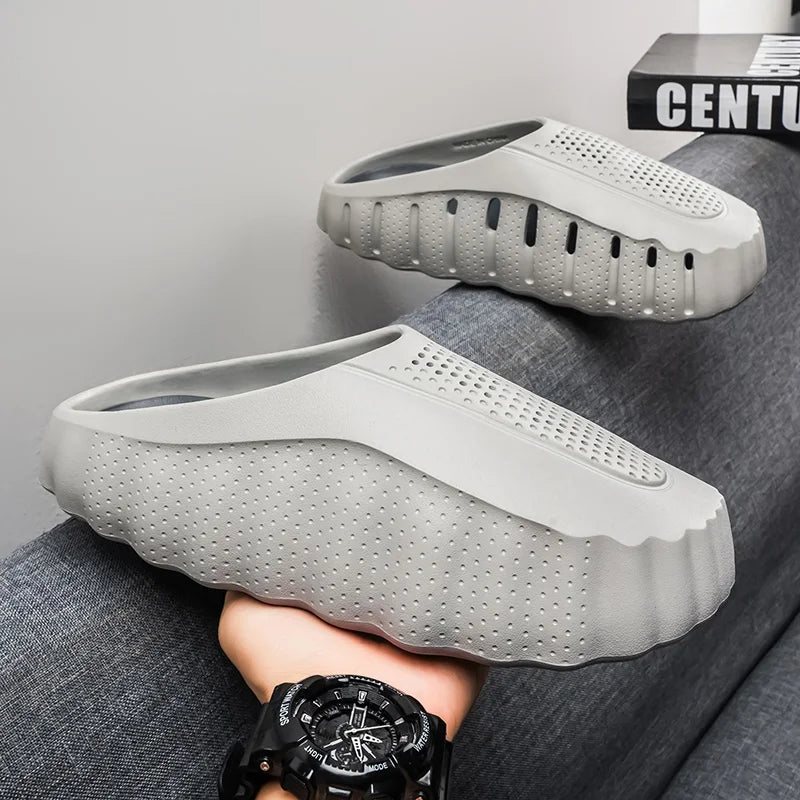 Summer Men Half Slippers Outdoor Breathable Couple Beach Shoes Platform Lightweight Soft Men Sandals Women Garden Casual Shoes