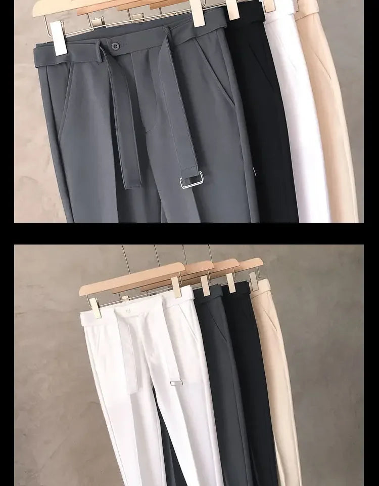 Draped Office Trousers For Men Fluid White Man Suits Pants Work Summer 2025 Chinese Homme Clothing Premium Stylish Formal