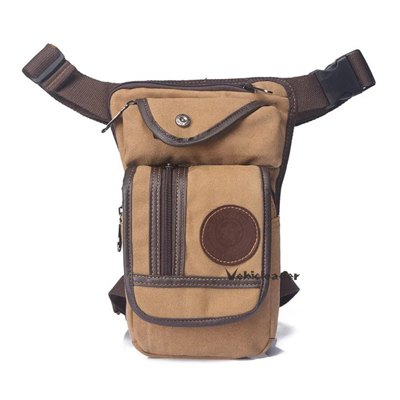 Men's Canvas Drop Leg Bag Motorcycle Multi-purpose Messenger Shoulder Bags High Quality Belt Hip Bum Waist Fanny Pack