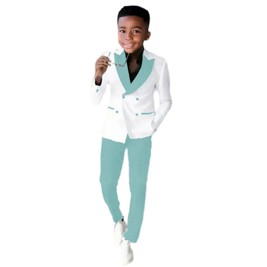 2-16 Years Old Suit For Boys Wedding Tuxedos Jacket Pants 2 Pieces Double Breasted Kids Child Clothes Party Suits