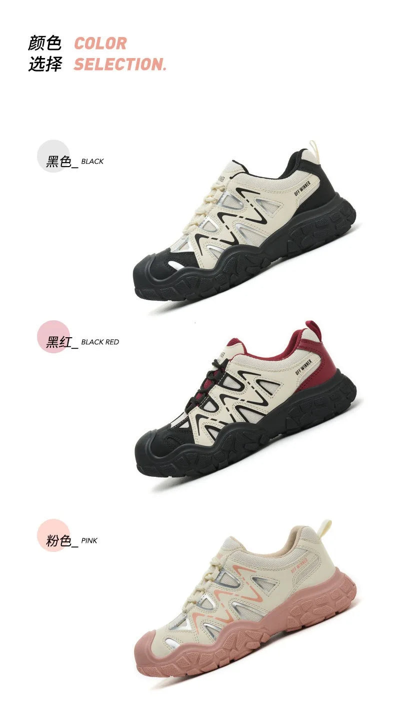 Women's safety shoes with steel toe caps, anti smashing and anti puncture rotating buttons, no tie up, hot selling shoes