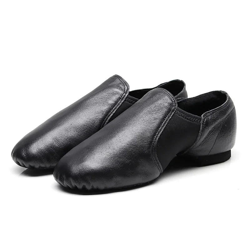 24-44 Coupons Women's Slip on Sneakers Genuine Leather Dancing Shoe for Men Adult Kids Girls Black sports Boots Jazz Dance Shoes