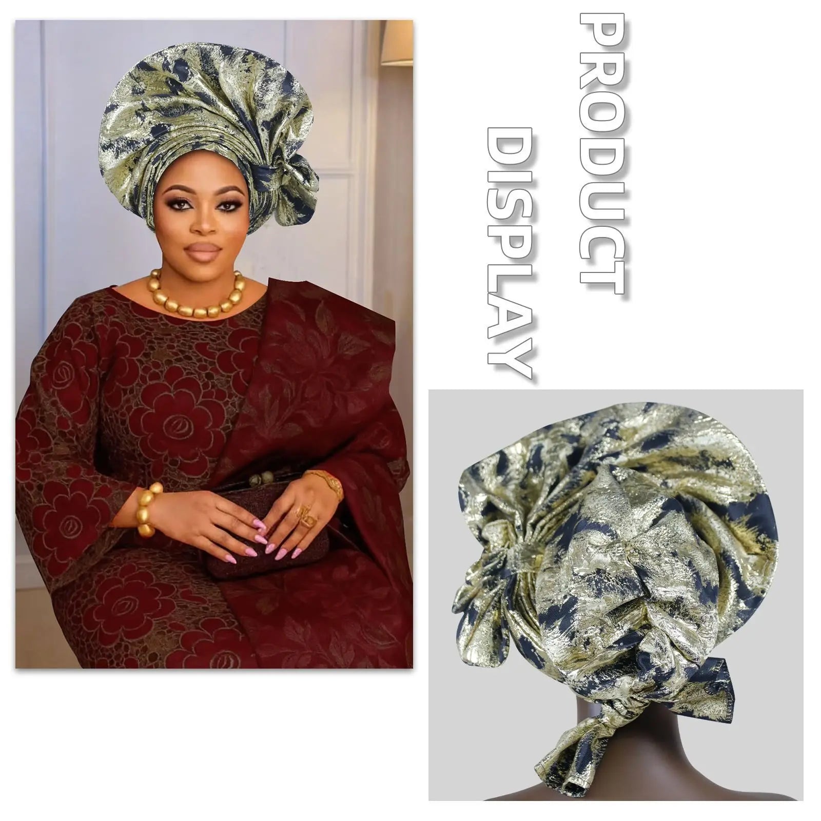 2026 New African Headtie Turban Nigeria Auto Gele Head Wraps Auto Gele Women's Turban Cap Wedding Geles Muslim Head Wraps Bonnet