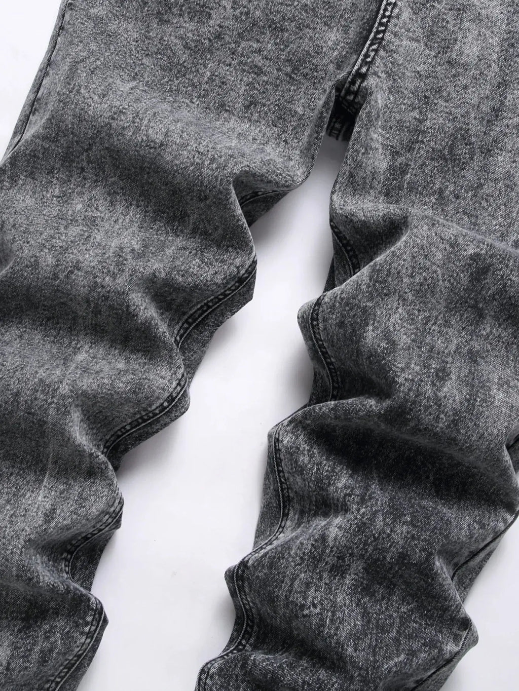 Men's High Street  Black Jeans Stretch Slim Fit Small Feet Pants Ripped Distressed Motorcycle Trouser Men Streetwear Denim Pants