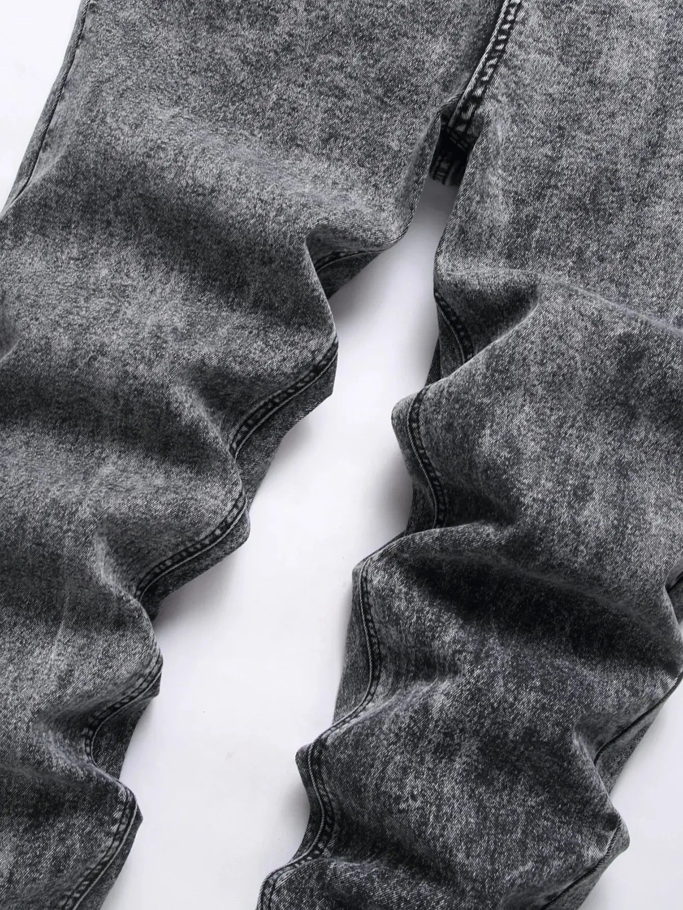 Men's High Street  Black Jeans Stretch Slim Fit Small Feet Pants Ripped Distressed Motorcycle Trouser Men Streetwear Denim Pants