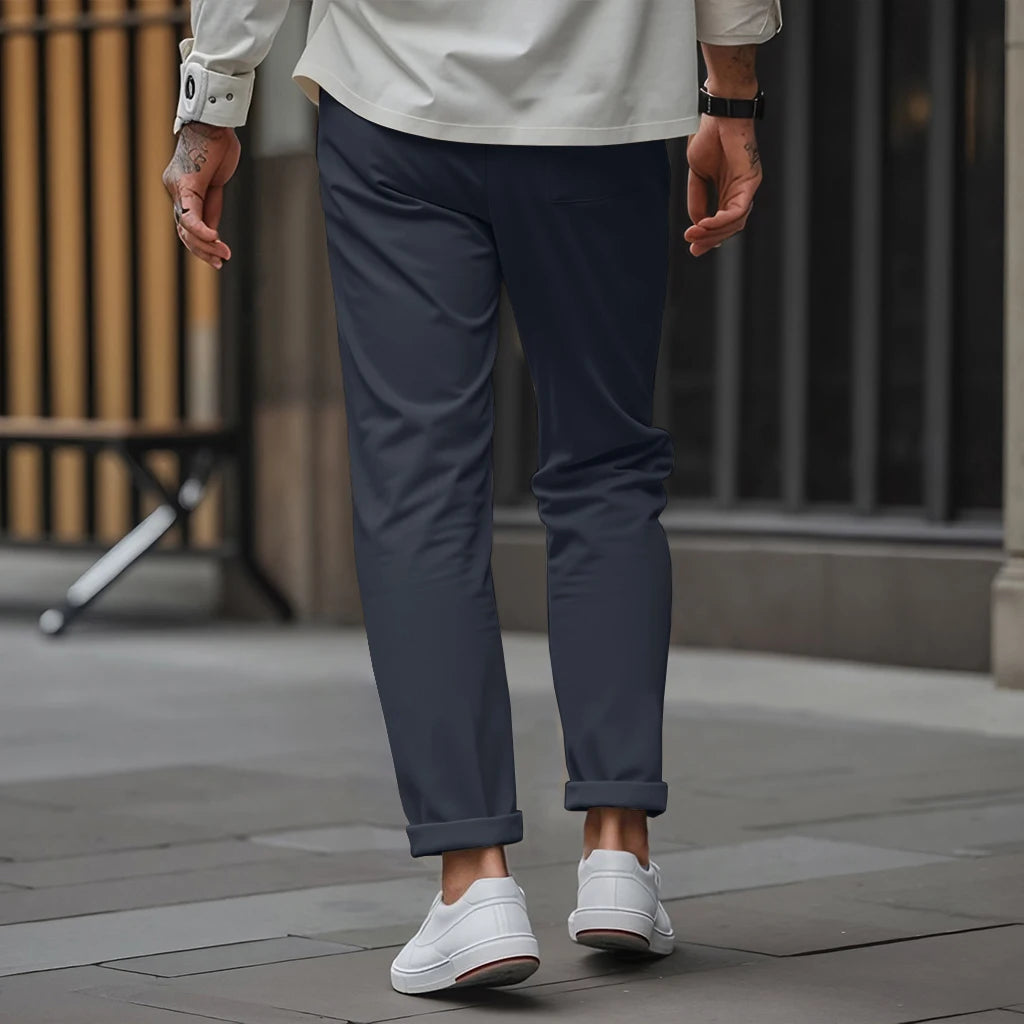 Men's Solid-Color High-Quality Straight-Leg Trousers The New Summer Style Is Fashionable And Comfortable Suitable For Daily Wear