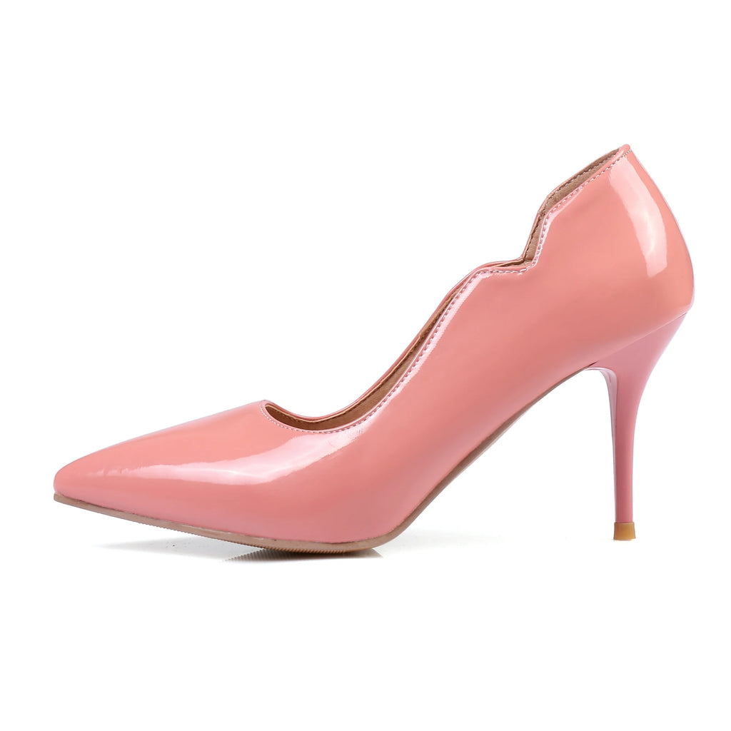 Nude High-Heeled Shoes for Women, Thin Heels, Pointed Toes, Small Size 30, 2024 New Style for Ladies, Elegant Spring and Autumn White Sexy Patent Leather Professional Black Women's Single Shoes, European and American Extra La