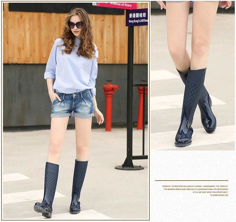 2023 New Women Rain Boots Lady Rain Water Shoes Ourdoor Rainboots  Italianate Pvc Rubber Rainboots Lady Waterproof Shoes