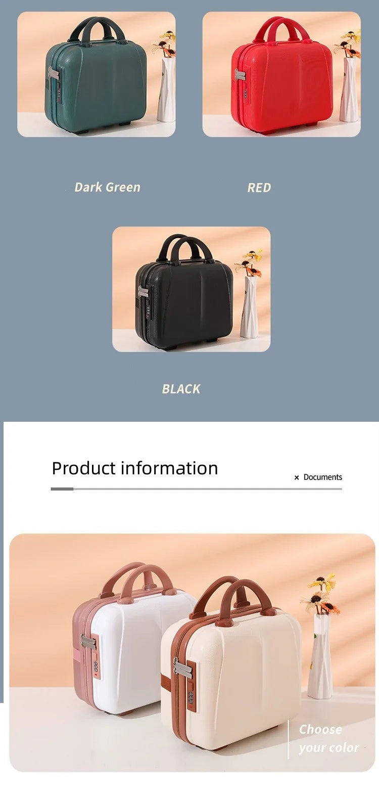 Portable Hand Suitcase With Password Lock Makeup Storage Bag Boarding Luggage Organizer Case Travel Cosmetic Box Festival Gift