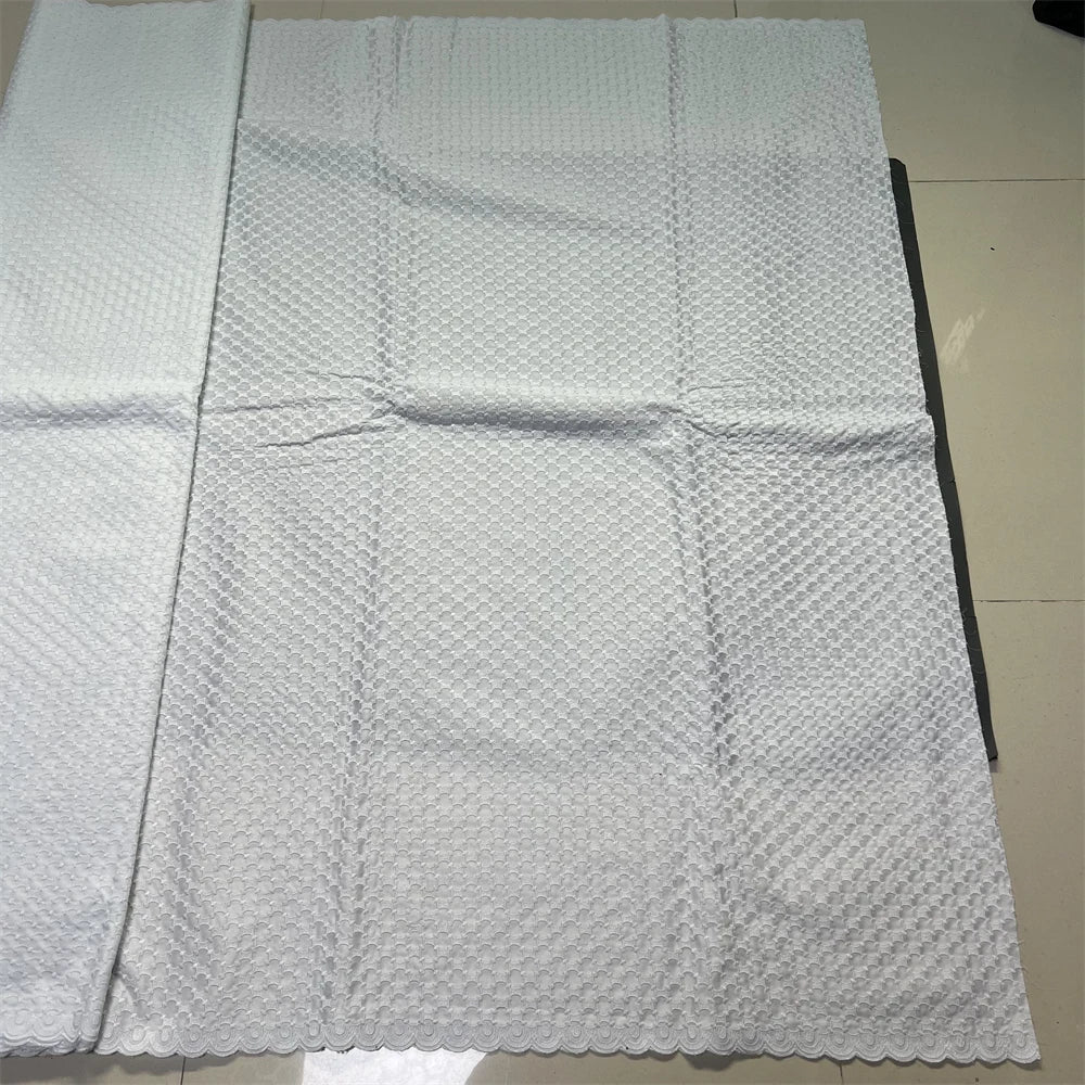 African Nigerian 2026 Tulle Lace Fabric Sewing for Dress High Quality Damask polish luxe Cotton Pure Embroidery 5Yard hz1410