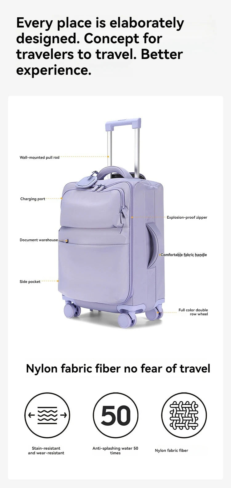 Luggage trolley case, women's 2025 new boarding box, 20 inch ultra light cloth luggage, password travel box, universal wheel
