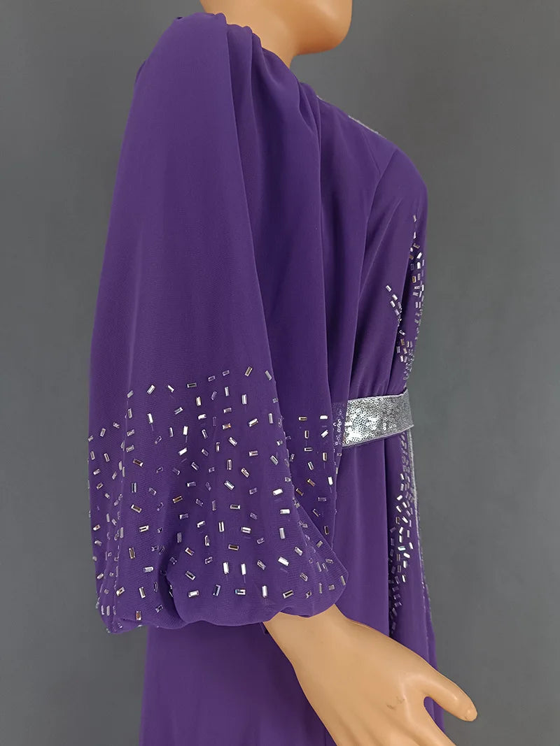 Summer African Dresses for Women Elegant African Half Sleeve O-neck Polyester Long Maxi Dress Gowns Kaftan Muslim Abaya Outfits