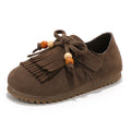 Girls' All-inclusive fringed Boken shoes 2025 Autumn Edition Soft-soled little girl princess Shoes Children's Bean single shoes
