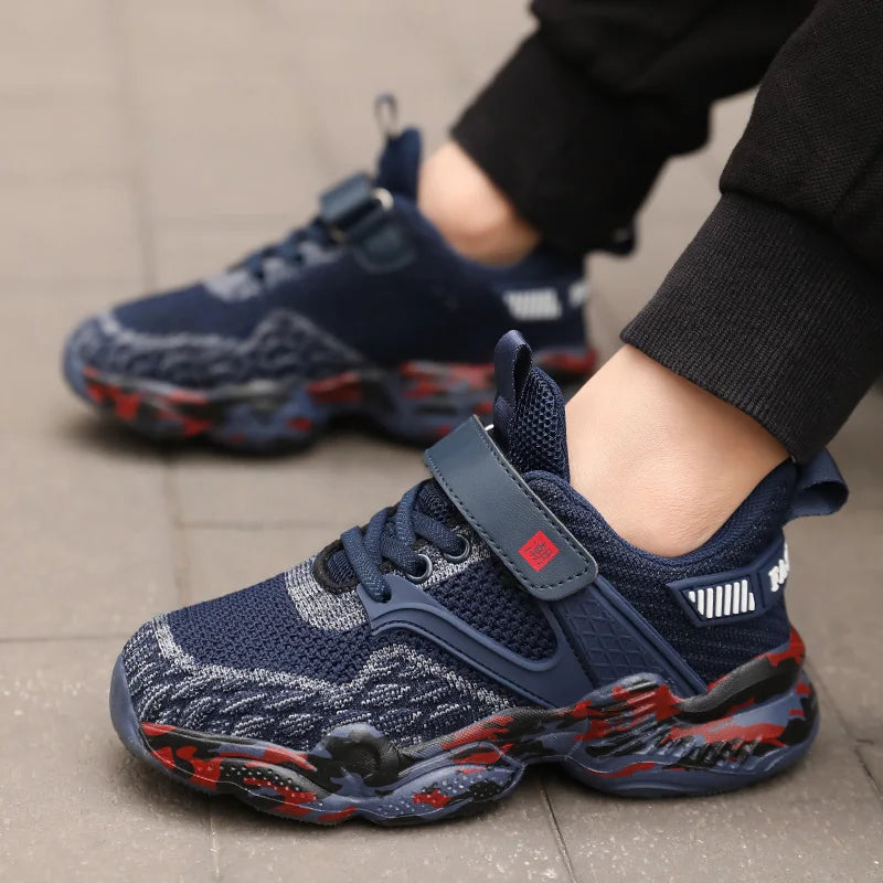 2025 New Kids Shoes Boy Sneaker Knit Platform Breathable Summer School Children Sports Shoes Fashion Tennis Shoes for Boy