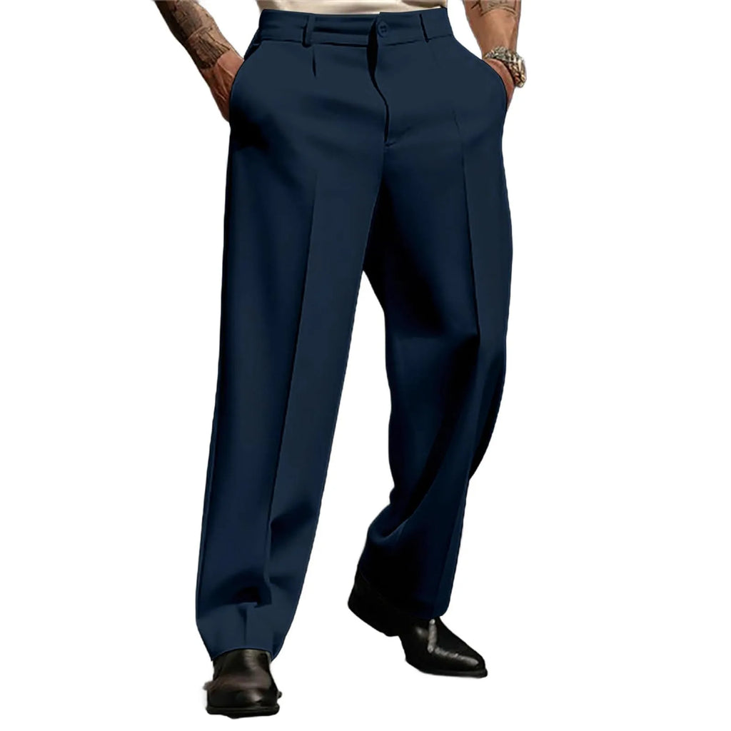 Men's Suit Trousers Fashionable Straight Leg Breathable Casual Pants Pure Color Pocket Trousers Daily Wear Comfortable Fit